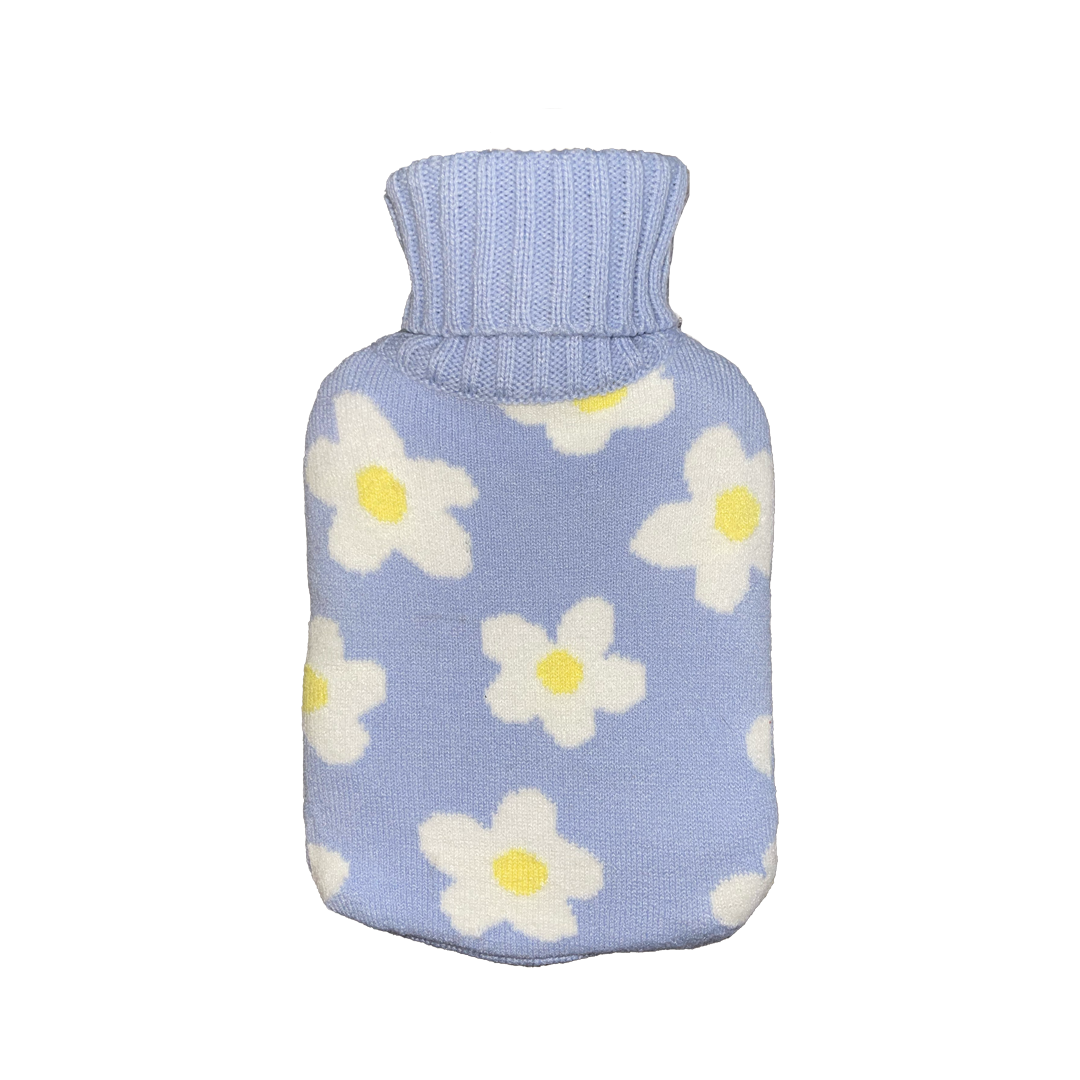 Hot Water Bottle 700ml & Cover - Blue Daisy - The Grain Shop