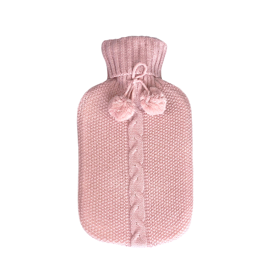 Hot Water Bottle & Cover - Soft Pink Pom Pom - The Grain Shop
