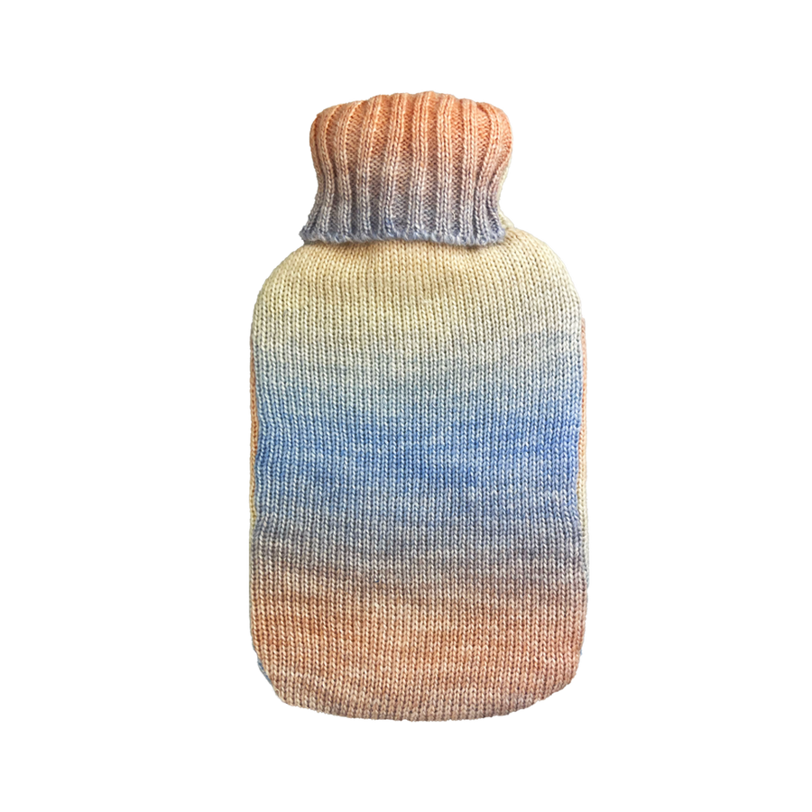 Hot Water Bottle & Cover - Blue Coral Gradient Knit - The Grain Shop