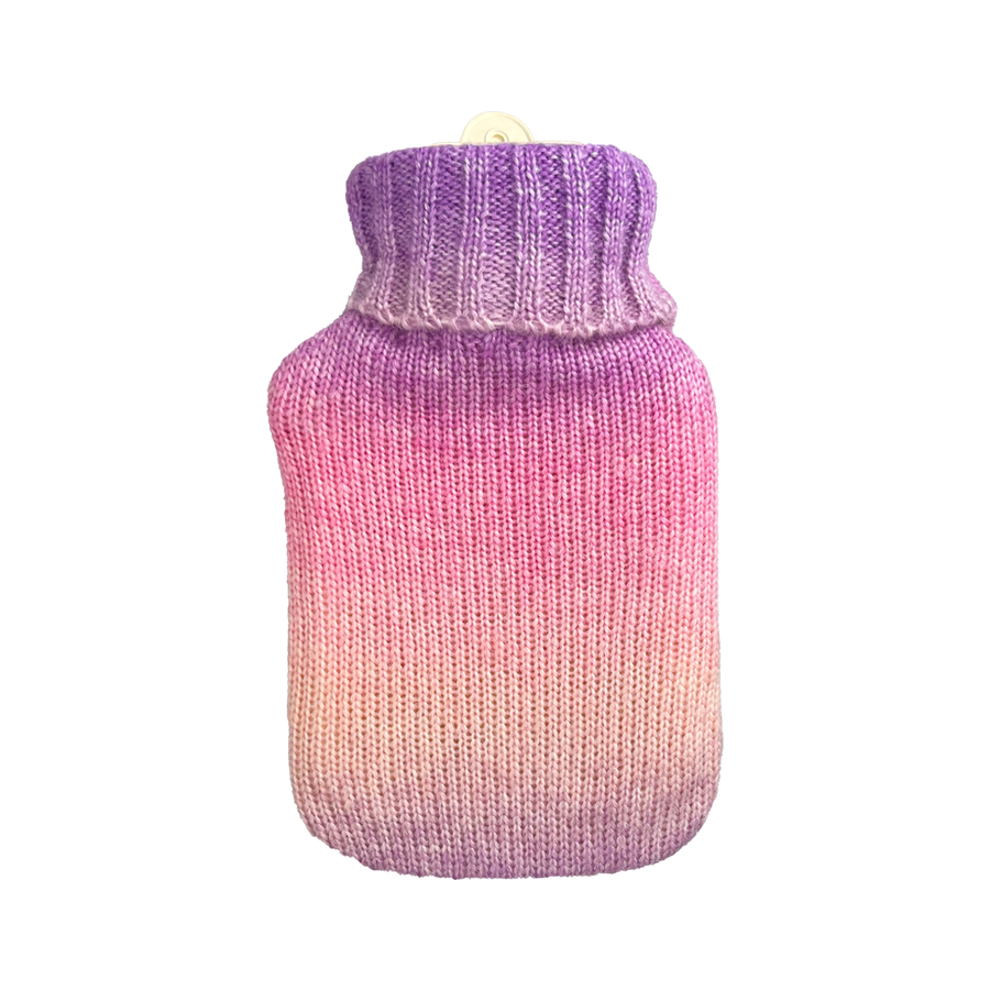 Hot Water Bottle 700mL & Cover - Pink Purple Gradient Knit - The Grain Shop
