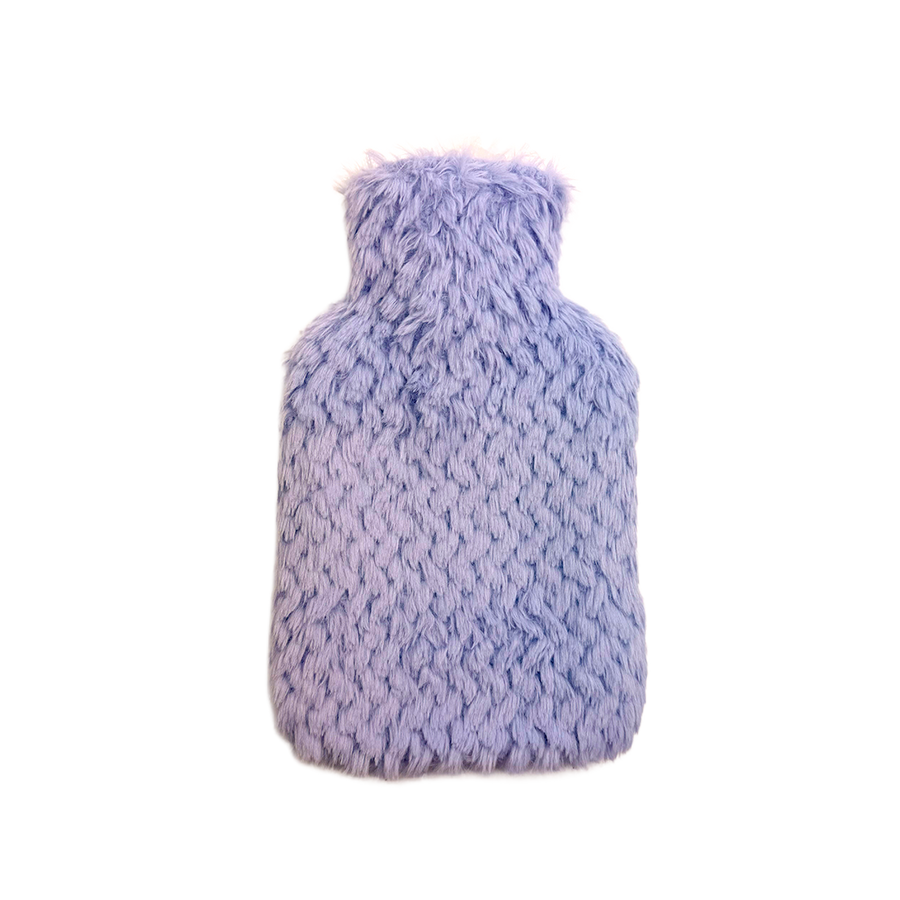 Hot Water Bottle 700mL & Cover - Lilac Ripple Plush - The Grain Shop