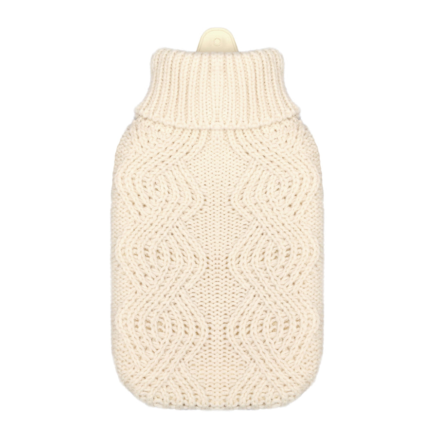 Hot Water Bottle & Cover - Cream Cable Knit - The Grain Shop