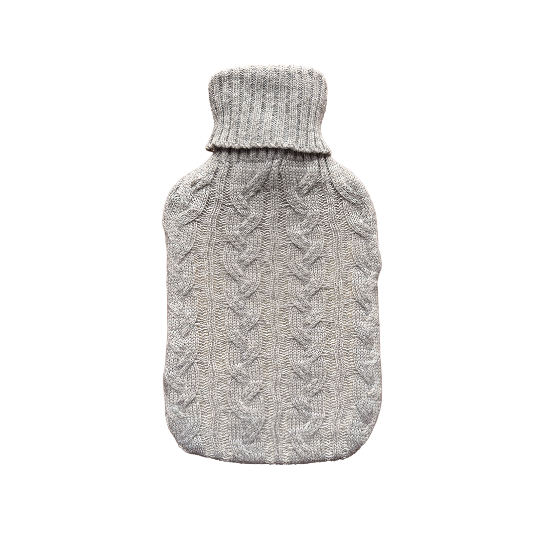 Hot Water Bottle & Cover - Knit Grey Marle - The Grain Shop