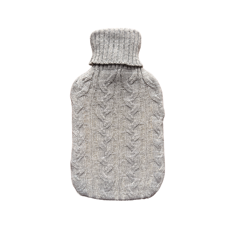 Hot Water Bottle & Cover - Knit Grey Marle - The Grain Shop