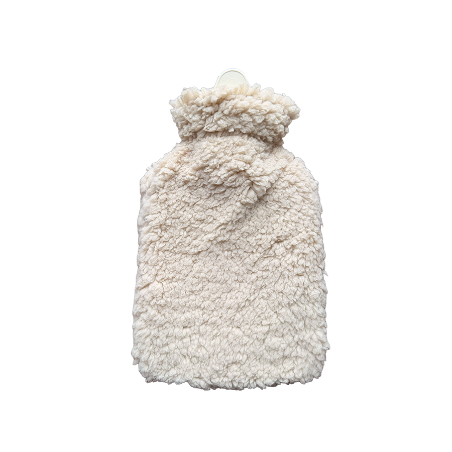 Hot Water Bottle 700mL & Cover - Tan Sherpa - The Grain Shop