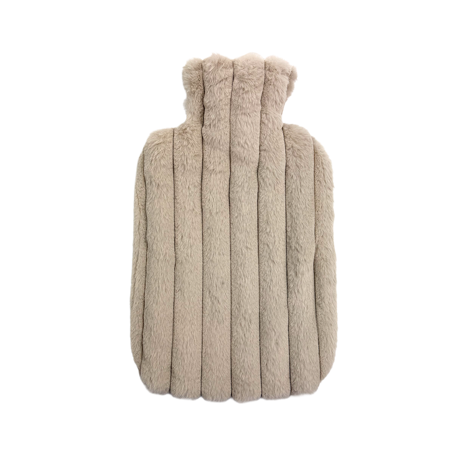 Hot Water Bottle & Cover - Stone Ribbed Plush - The Grain Shop
