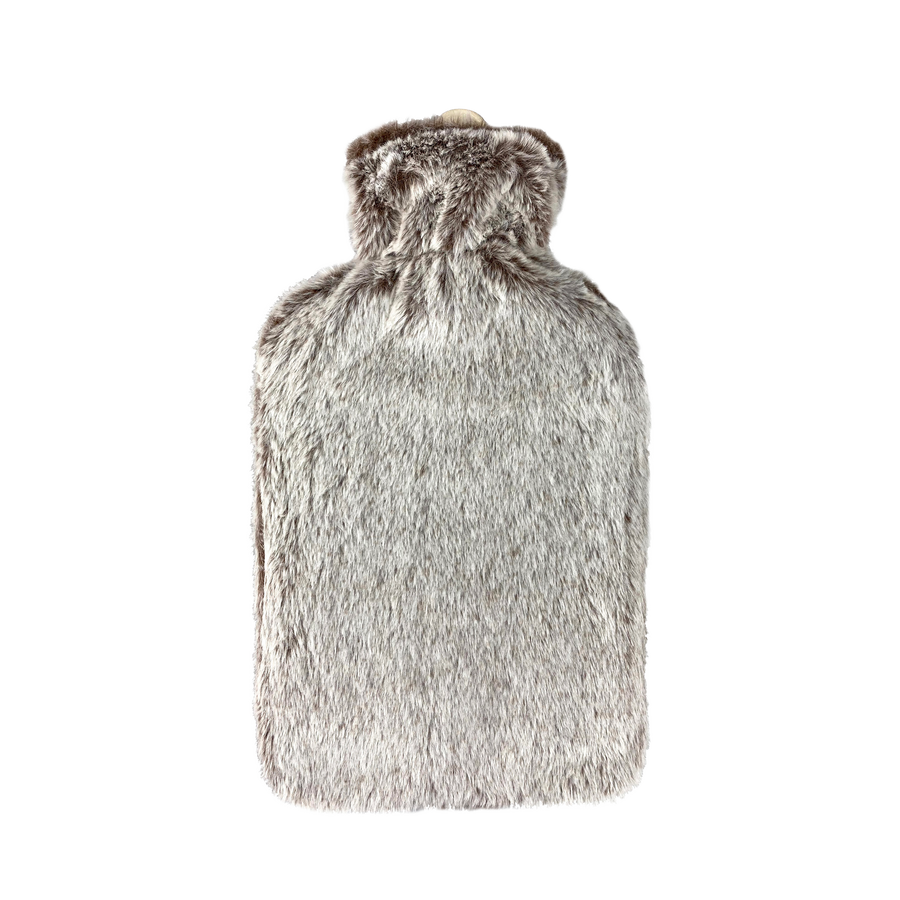 Hot Water Bottle & Cover - Grey Faux Fur - The Grain Shop