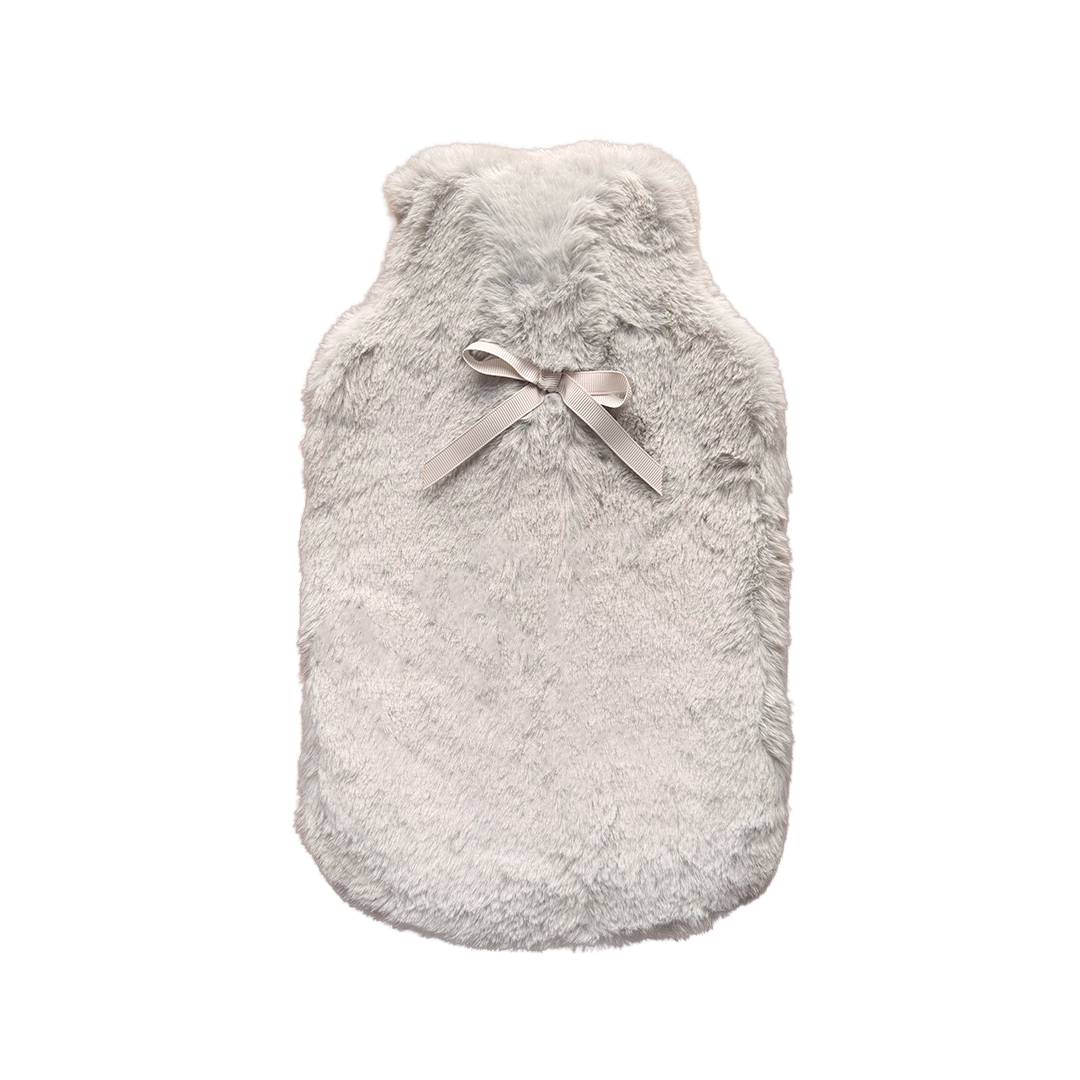 Hot Water Bottle & Cover - Grey Plush - The Grain Shop